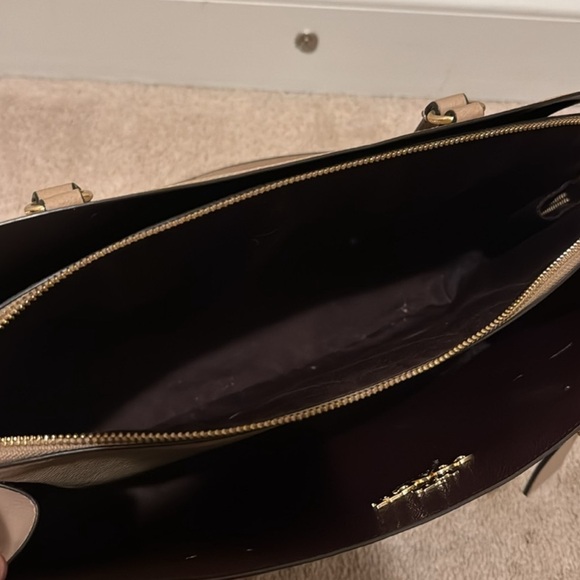 Coach Beige Leather Tote Bag - Picture 3 of 4